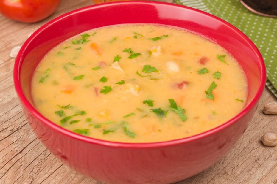 Sopa de Grão de Bico com Leite de Coco e Curry: muito boa para os dias frios