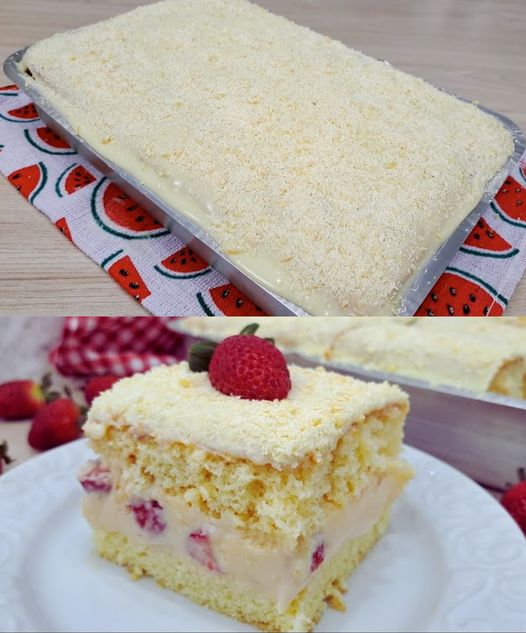 Bolo Gelado de Morango com Chocolate Branco