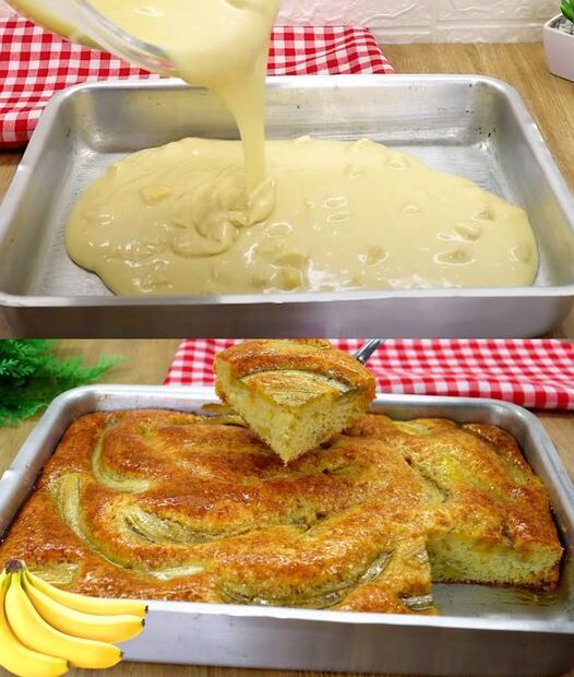 Bolo de banana bem fofinho, é de dar água na boca.