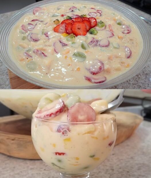Salada de frutas cremosa, você vai amar