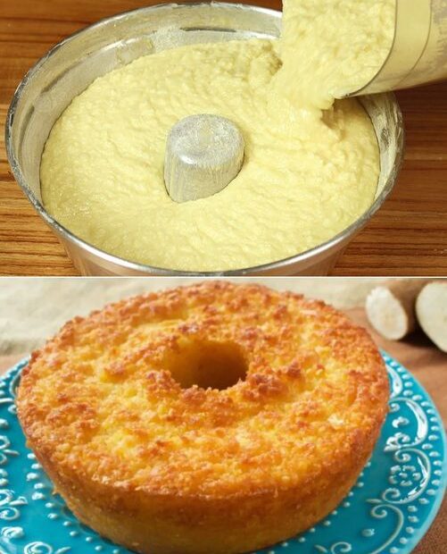 Bolo de aipim de liquidificador simples e prático é só bater os ingrediente colocar na forma e assar