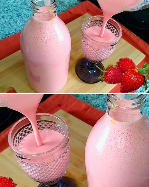 Iogurte caseiro natural de morango