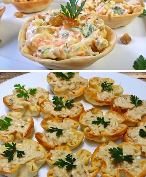 Cestinha de tender com cream cheese, ótima opção de aperitivo para a ceia de Natal