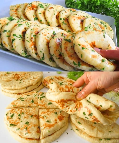 Experimente os deliciosos pães árabes de alho prontos em apenas 10 minutos!