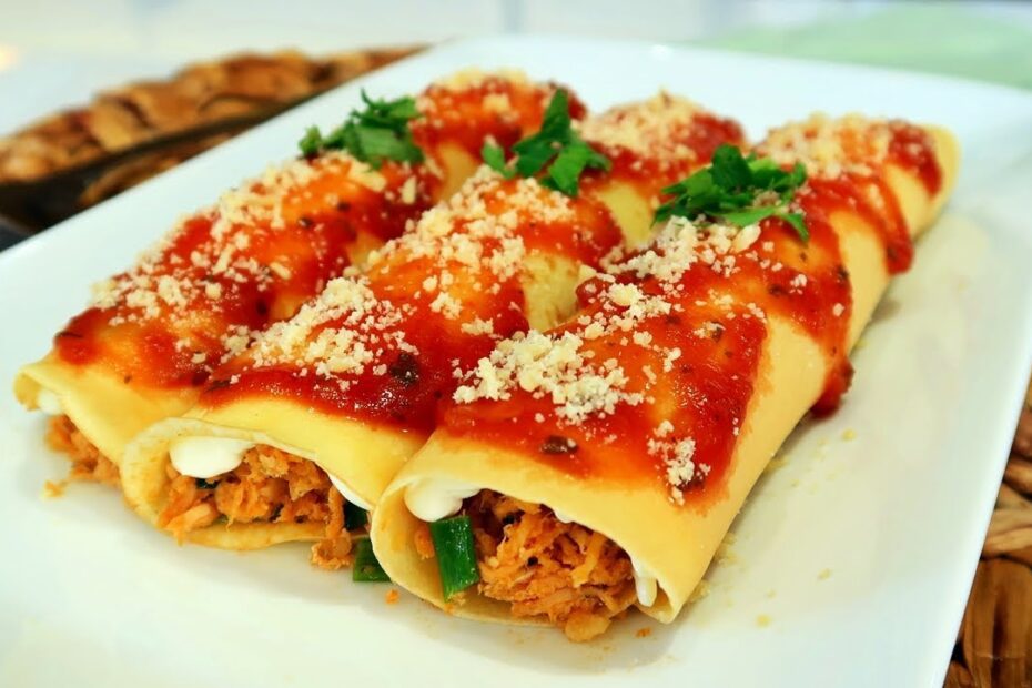 Uma opção prática para o seu almoço de hoje – Panqueca de Frango com Requeijão.