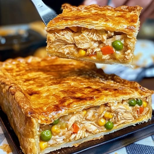 Torta de Frango Cremosa com Legumes e Massa Folhada