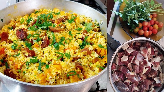 Perfeita para um almoço em família, todo mundo vai pedir mais: Arroz de Costela com Abóbora