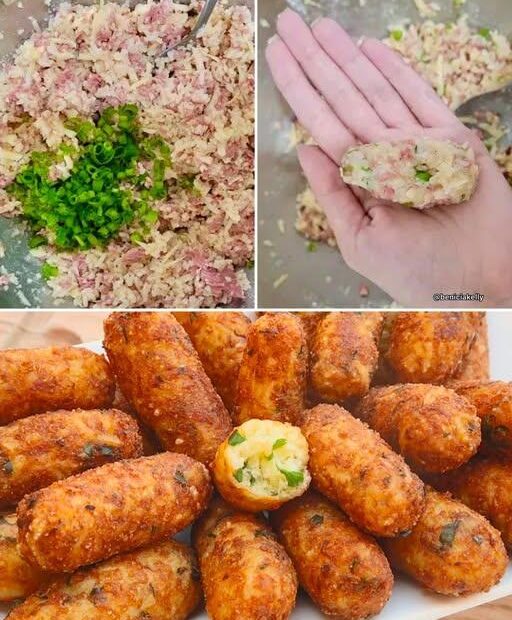 Bolinho de arroz com presunto e queijo super FÁCIL de fazer