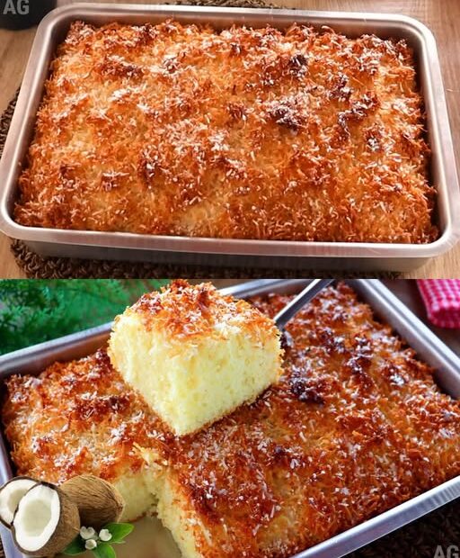 Bolo cuca de coco massa fofinha, pensa numa receita gostosa