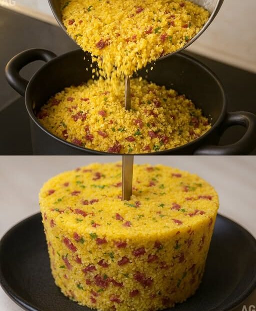 Cuscuz temperado prático, faço rapidinho em 15 minutos e fica muito gostoso