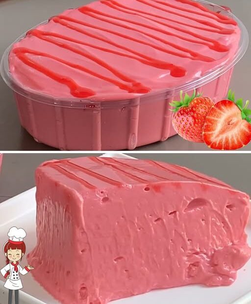 Delícia de morango, sobremesa rápida, bem cremosa que é só bater e gelar
