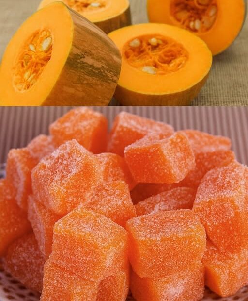 Doce de Abóbora cristalizada, ingredientes: 1kg de abóbora madura