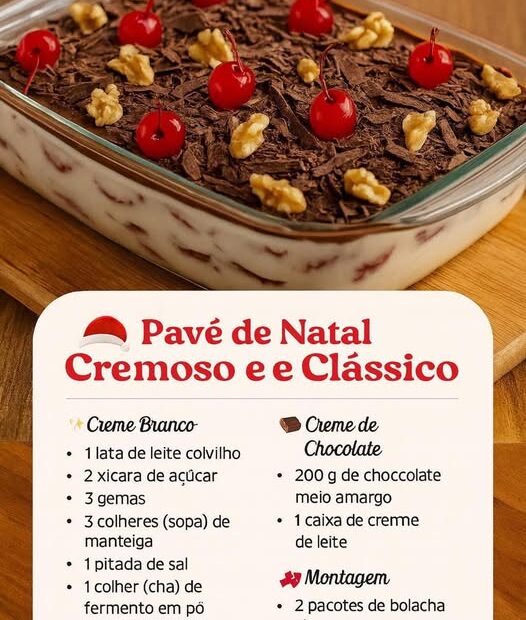 Pavê de Natal Cremoso: excelente opção de receita pra servir na sobremesa em família