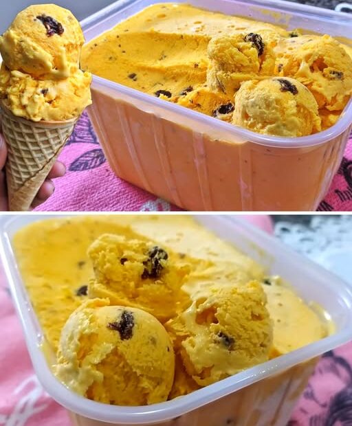 Sorvete Caseiro de Creme com um toque de passas