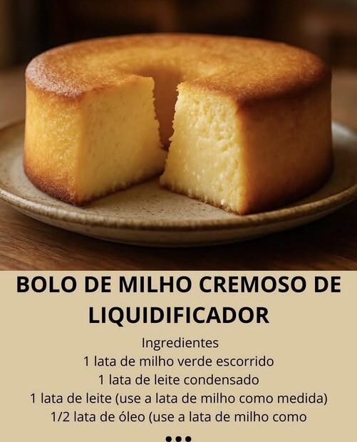 Bolo de Milho Cremoso de Liquidificador: eu aprendi essa receita com a Vovó, ideal pra servir com café