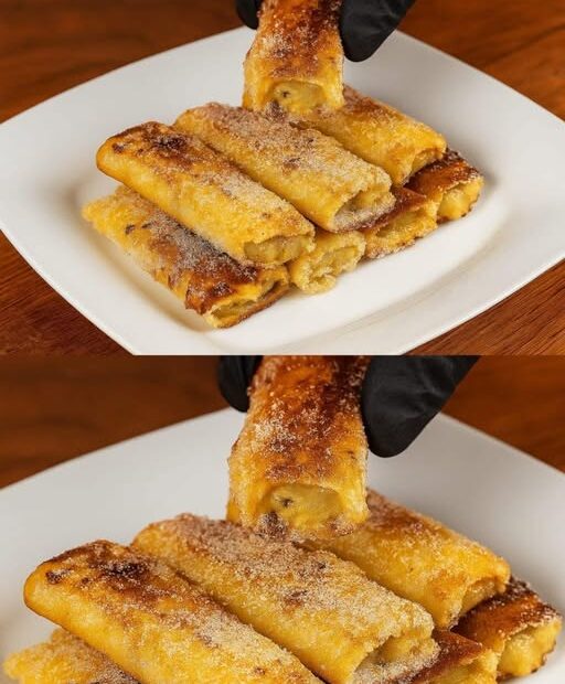 Rolinhos de Banana com canela: eu sempre faço aqui em casa, o sabor é irresistível