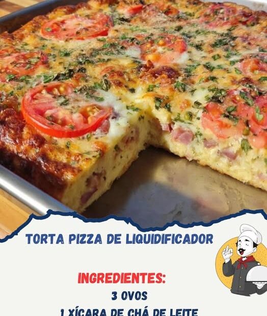 Torta Pizza de Liquidificador da Vovó Ana: eu sempre faço pra servir no lanche ou na refeição em família