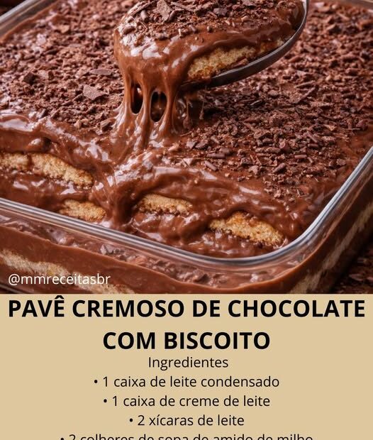 Pavê Cremoso de Chocolate com Biscoito
