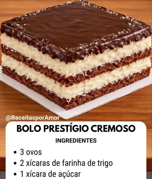 Bolo Prestígio Cremoso, fofinho e recheado que derrete na boca!