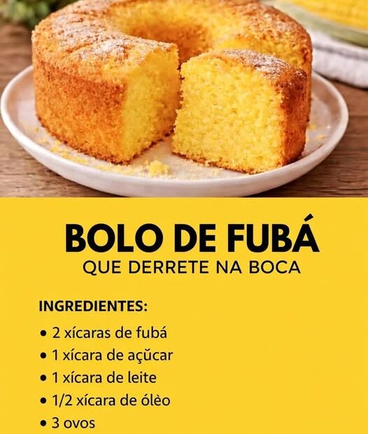 Bolo de fubá fofinho que derrete na boca