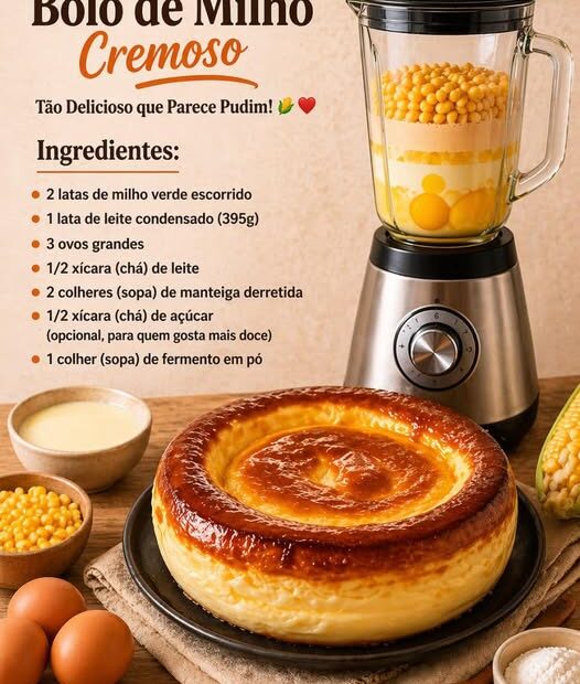 Bolo de Milho Cremoso – Parece Pudim de Tão Macio!