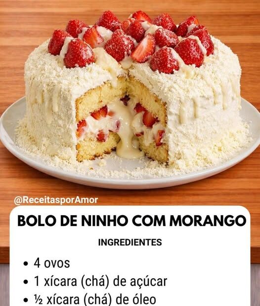 Bolo de Ninho com Morango — Cremoso, Fofinho e Perfeito para Qualquer Ocasião!