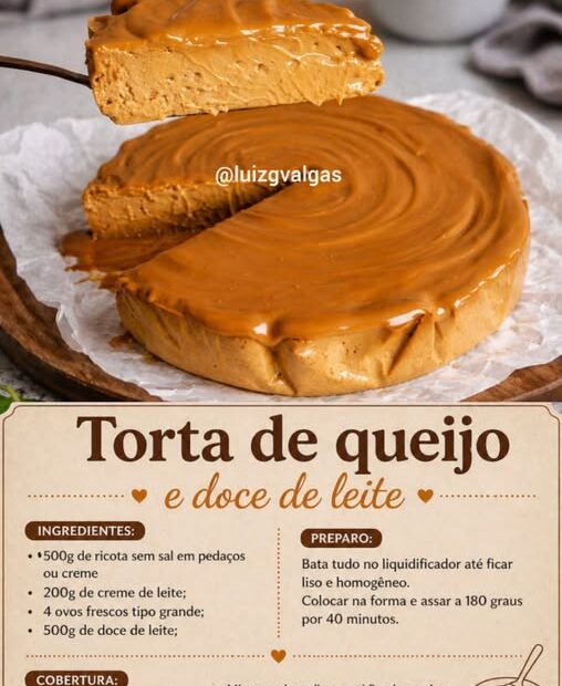Torta de queijo e doce de leite, é super cremoso e fácil de fazer