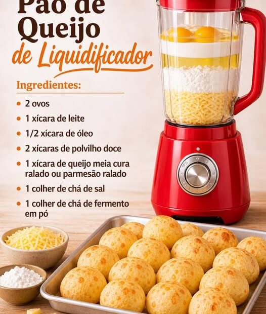 Pão de Queijo de Liquidificador, receita rápida e fácil de fazer