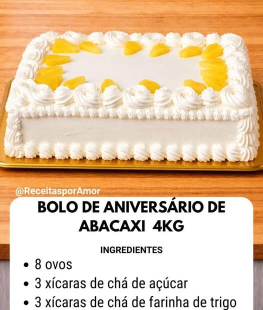 Bolo de Aniversário 4 kg de Abacaxi com Chantilly
