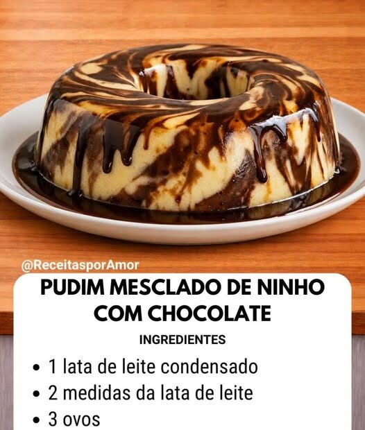 Pudim Mesclado de Leite Ninho com Chocolate