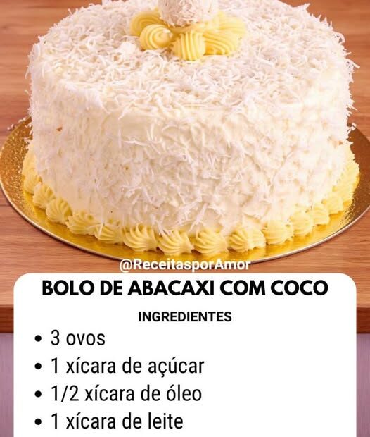 BOLO DE ABACAXI COM COCO (PERFEITO PARA FESTAS)