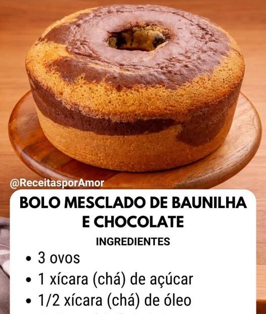 Bolo Mesclado de Baunilha e Chocolate (Sem Cobertura)