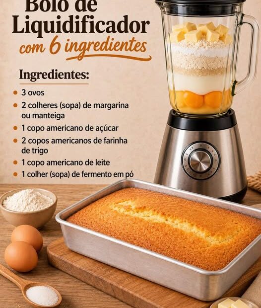 Bolo de Liquidificador com 6 Ingredientes