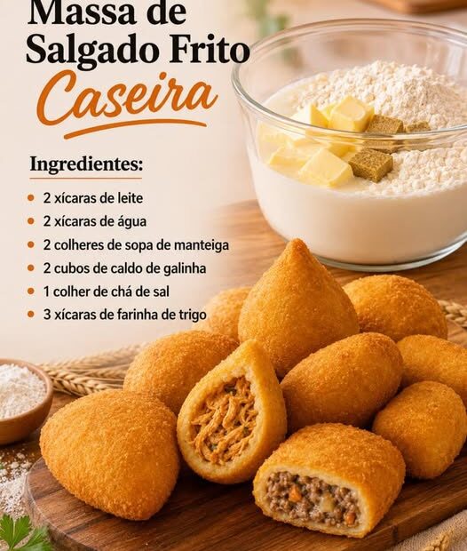 MASSA DE SALGADO FRITO FÁCIL E ECONÔMICA