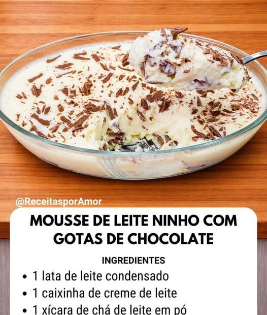 Mousse de Leite Ninho com Gotas de Chocolate