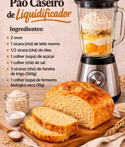 Pão Caseiro de Liquidificador, é rápido e fácil, eu sempre faço aqui em casa