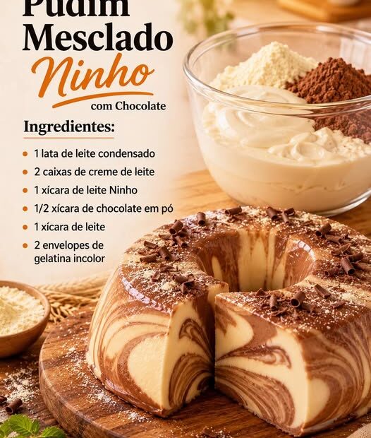 Pudim Mesclado de Leite Ninho com Chocolate