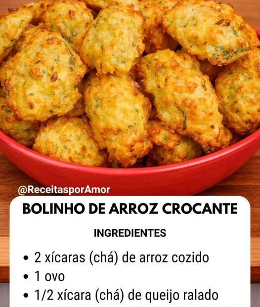 Bolinho de Arroz Crocante, receita fácil que fiz em menos de 15 minutos