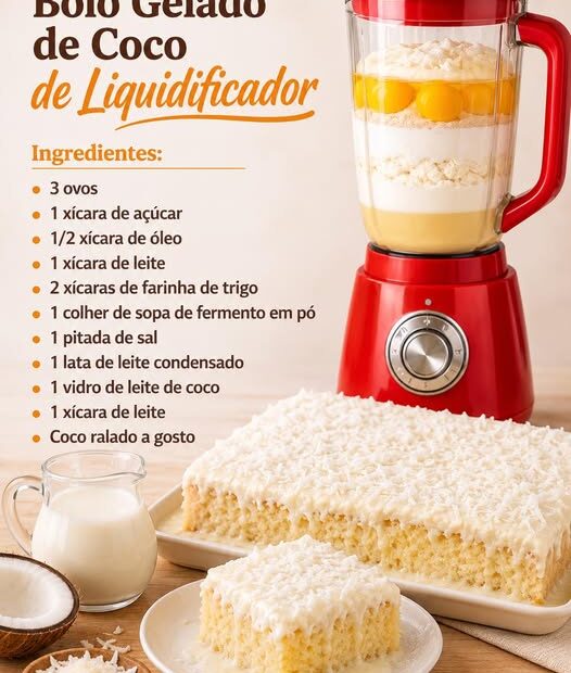 Bolo Gelado de Coco de Liquidificador