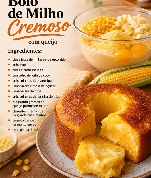 Bolo de Milho Cremoso que Parece Pamonha: Receita Fácil e Saborosa