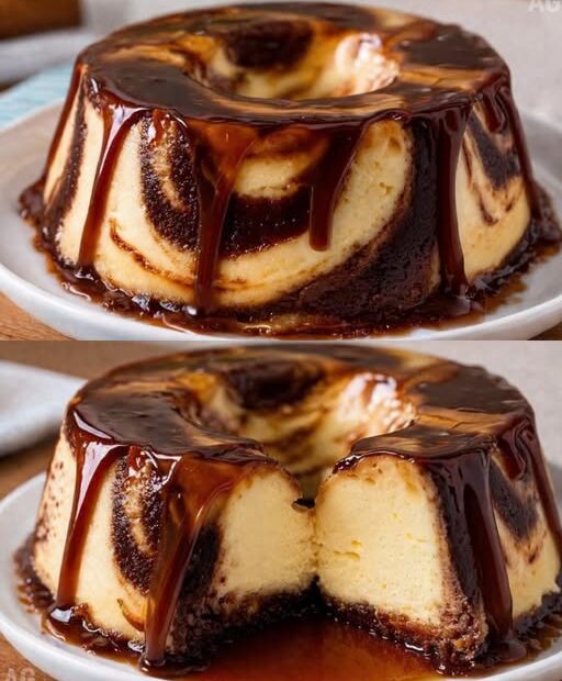 Pudim Mesclado de Ninho com Chocolate