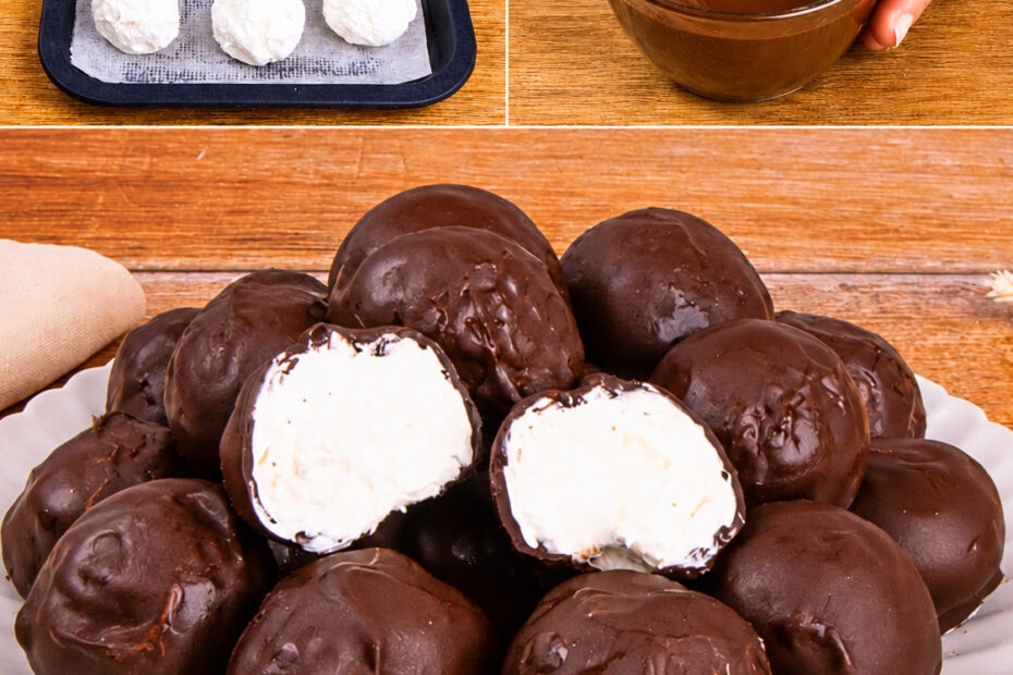 Bombons gelados de sorvete com casquinha de chocolate e 2 ingredientes