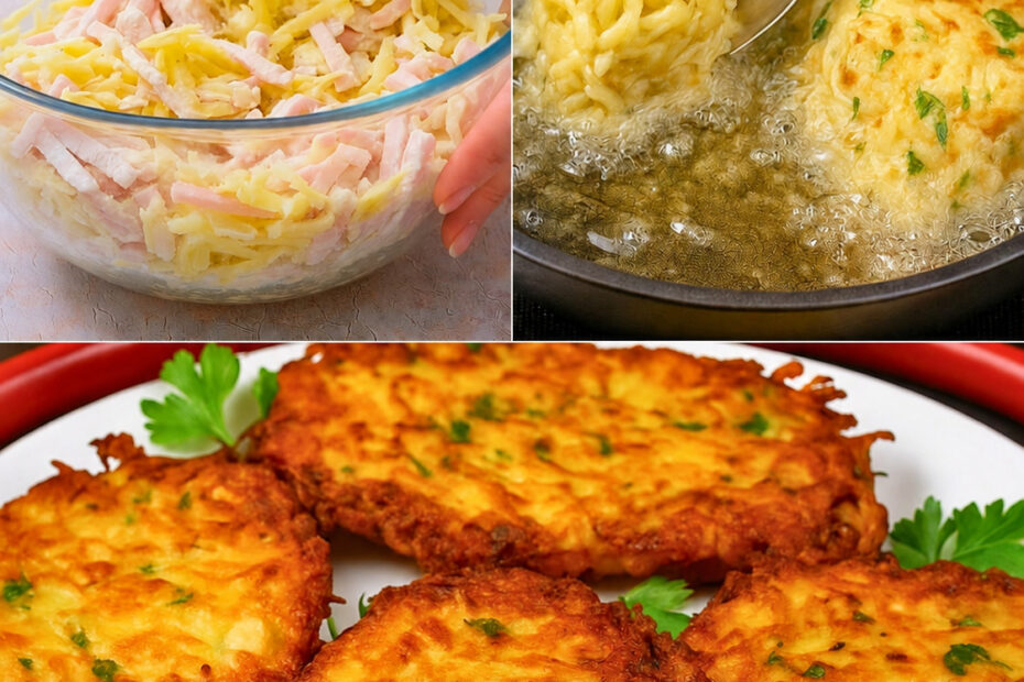 Rösti de batata com presunto e cebola