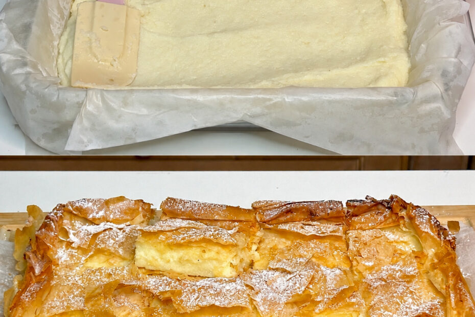 Bougatsa grega: massa filo crocante com creme de semolina
