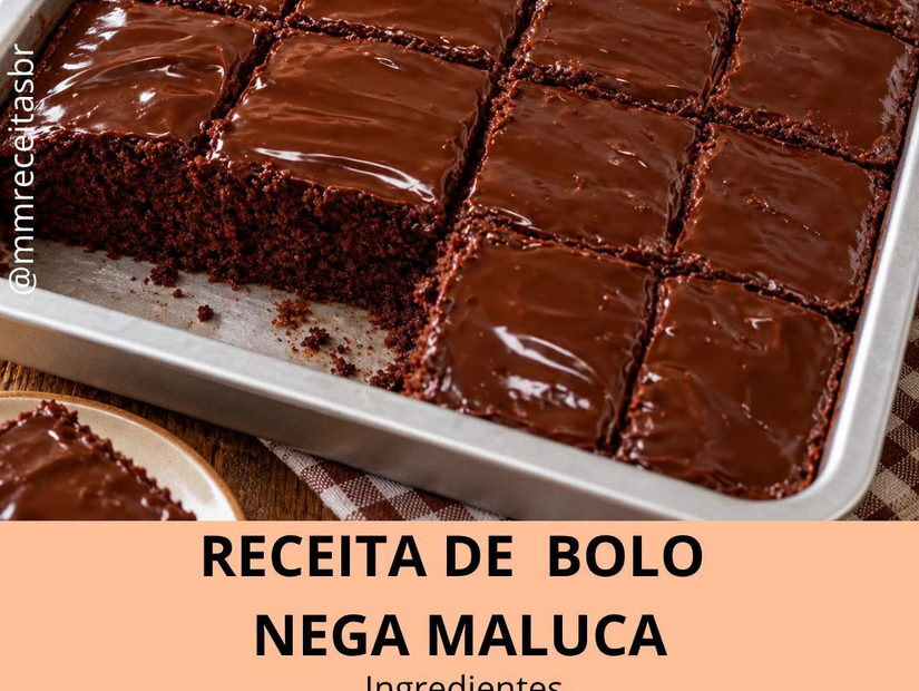 Bolo Nega Maluca com calda de chocolate cremosa