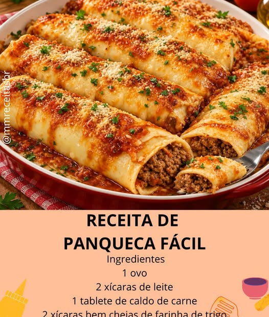 Panqueca fácil de carne moída com molho de tomate Panqueca fácil de carne moída com molho de tomate