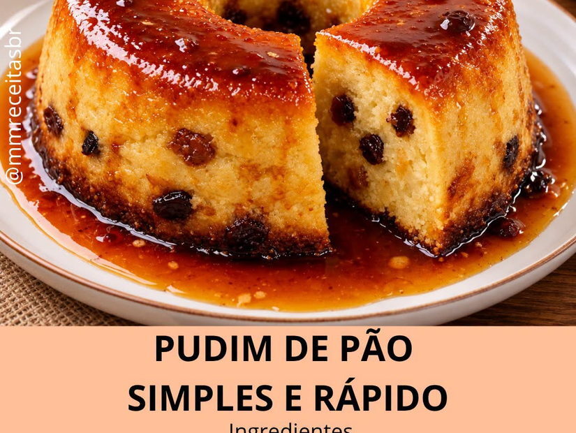 Pudim de pão simples e rápido com caramelo