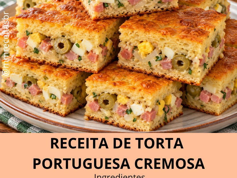 Torta portuguesa cremosa de liquidificador Torta portuguesa cremosa de liquidificador