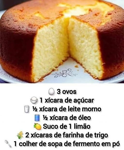 Bolo simples de limão da vovó: fofinho e fácil no liquidificador