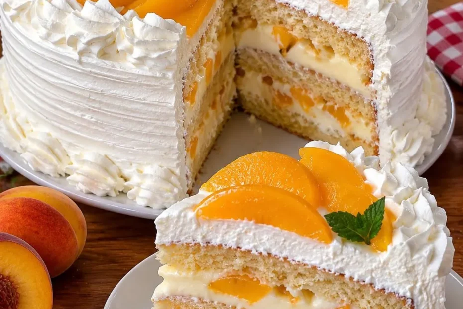 Bolo de Pêssego com Creme Macio e Delicioso
